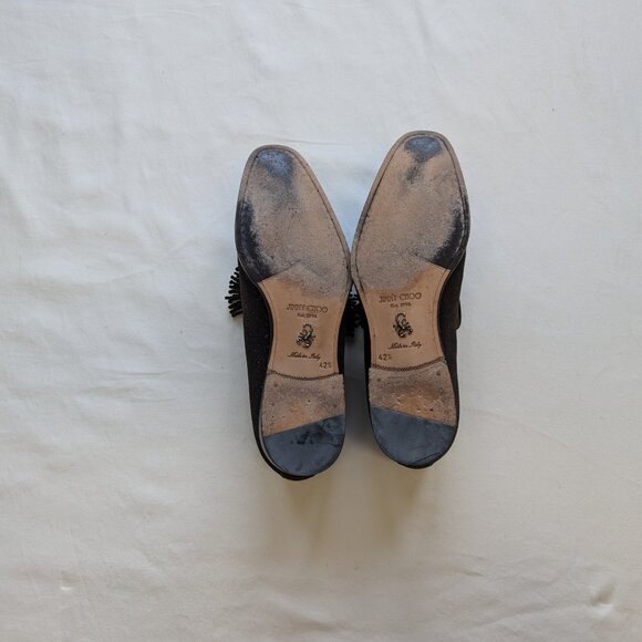 JIMMY CHOO Foxley Crystal-embellished sparkle fabric Slippers In brown - Picture 2 of 3